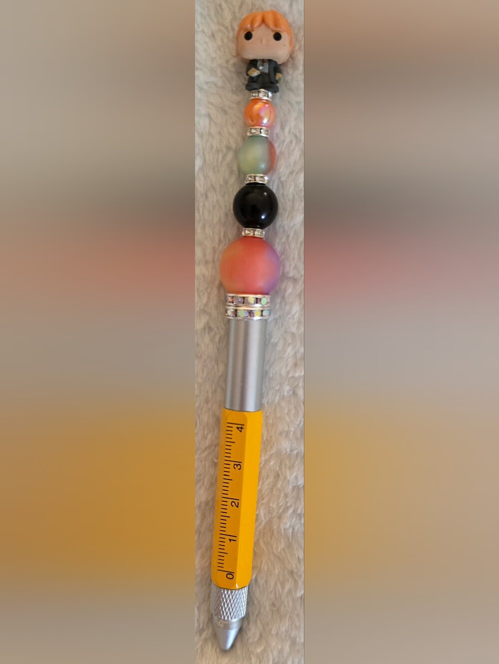 Orange & Yellow Beaded Pen - Harry Potter Theme (Ron Weasley)
